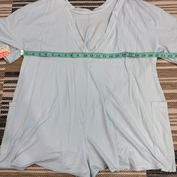 Free People Hot Shot Women's Tee Romper Relaxed Fit Short Sleeve Light Blue Sz S - Picture 9 of 11